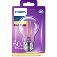 Philips bombilla LED estándar de filamento- efecto vintage- casquillo gordo E27- 7 W equivalentes a 60 W en…